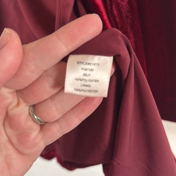 Skies Are Blue Red Velvet Blazer Rushed Sleeves Size XS - Picture 6 of 9